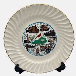 Vintage Kentucky Souvenir Collectible Plate Gold Trim Historic Landmarks 9.75”